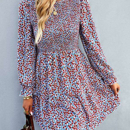 Chic Floral Pattern Long Sleeve Dress for Women