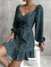 Autumn Elegance Sequins Lace-Up V-Neck Dress with Asymmetrical Hem