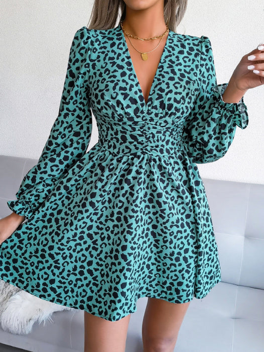 Leopard Print Pleated Dress - Exquisite and Chic