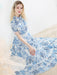 Blue Chiffon Floral Maxi Dress for Garden Parties and Date Nights