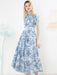 Elegant Blue Floral Chiffon Maxi Dress for Garden Parties and Date Nights