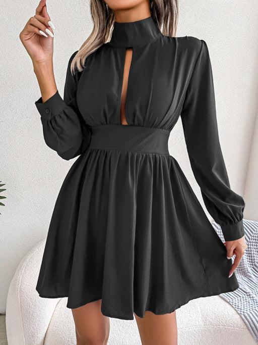 Women's sexy hollowed out waist and large swing dress