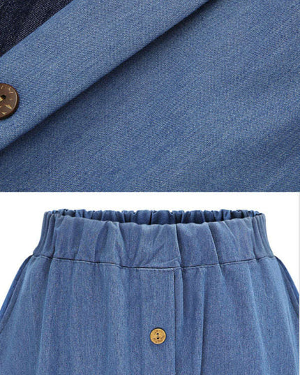 Women's Solid Denim Button-Front Skirt