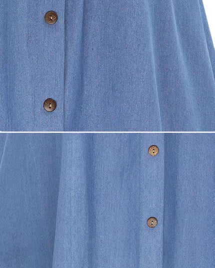 Women's Solid Denim Button-Front Skirt