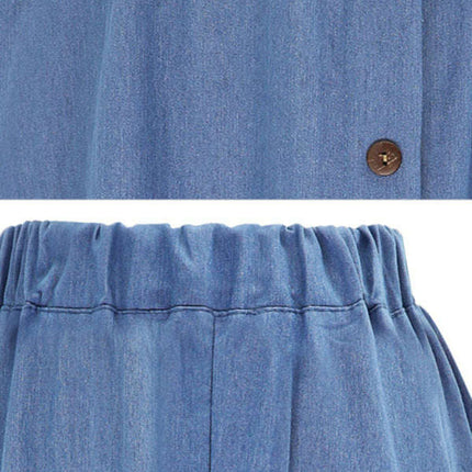 Women's Solid Denim Button-Front Skirt