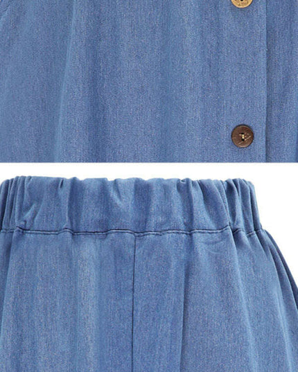Women's Solid Denim Button-Front Skirt