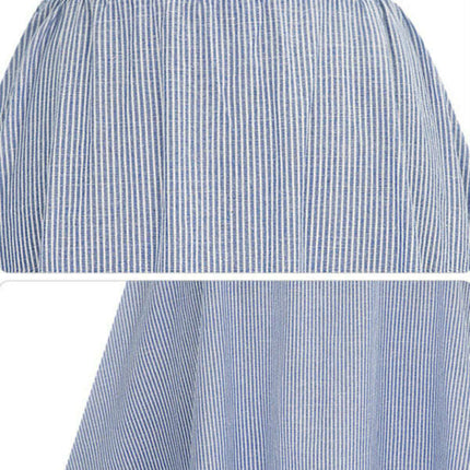 Women's Elastic Waist Button-Up Striped Skirt