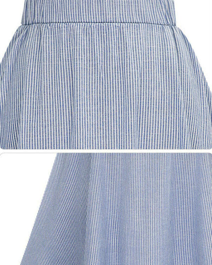 Women's Elastic Waist Button-Up Striped Skirt
