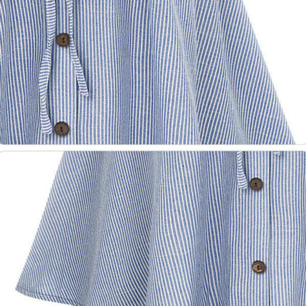 Women's Elastic Waist Button-Up Striped Skirt