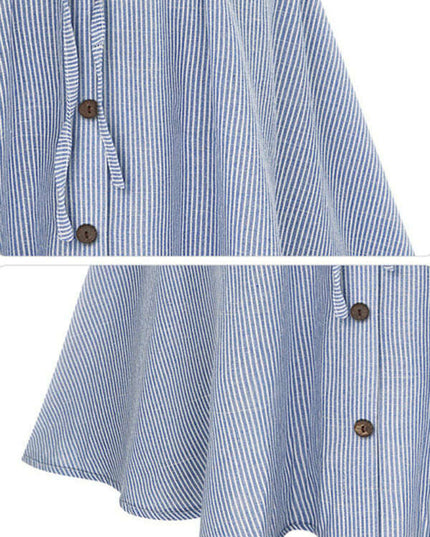 Women's Elastic Waist Button-Up Striped Skirt
