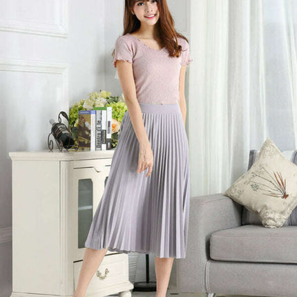 Women's Pleated Knit Midi Skirt Spring-Summer