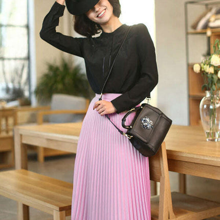 Women's Pleated Knit Midi Skirt Spring-Summer