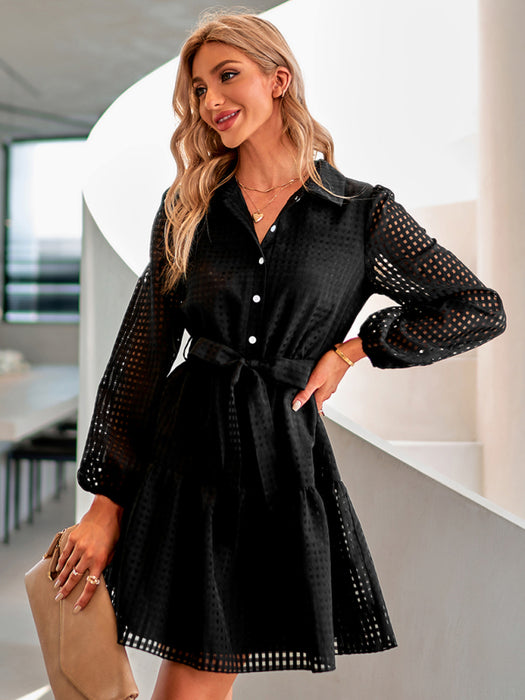 Chic Plaid Elegance: Timeless Single Breasted Dress for Fashionable Women