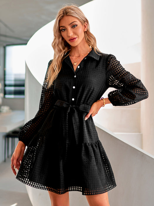 Chic Plaid Elegance: Timeless Single Breasted Dress for Fashionable Women