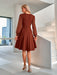 Elegant Jacquard V-neck Dress - Women's Versatile Fashion Piece