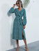 Women's ruffle collar long-sleeved floral dresses