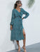 Women's ruffle collar long-sleeved floral dresses
