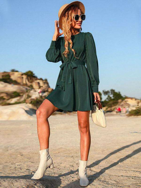 Chic Green Lace-Up Mini Dress for Trendsetting Women