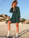 Green Lace-Up Short Dress in Vibrant Polyester for Women