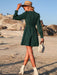 Green Lace-Up Short Dress in Vibrant Polyester for Women