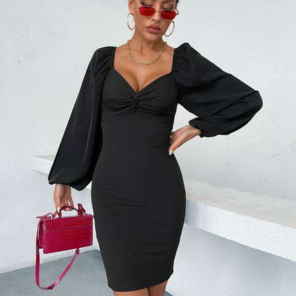 Chic V-Neck Bodycon Dress - Versatile Wardrobe Essential