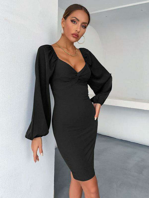 Chic V-Neck Bodycon Dress - Versatile Wardrobe Essential