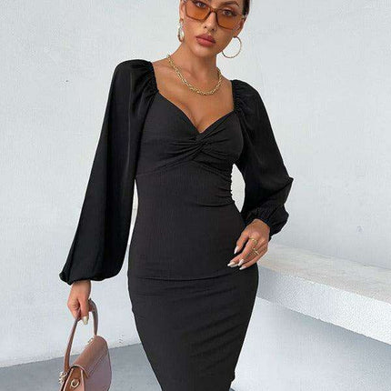 Chic V-Neck Bodycon Dress - Versatile Wardrobe Essential