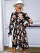 Chic Printed Long-Sleeve Dress with Pleats - A Feminine Wardrobe Essential