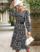 Floral Elegance: Women's Black Long-Sleeve Dress with a Touch of Grace