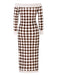 Plush Knit Plaid Long Sleeve Strapless Dress for Women