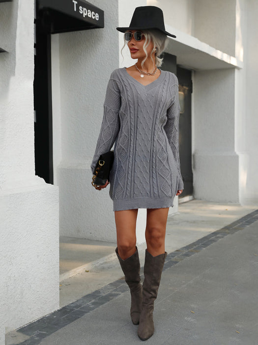 Cozy Women's Knit Sweater Dress without Belt