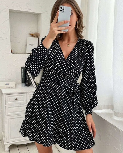 Polka Dot Print Elegant Casual Woven Dress