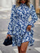 Floral Print Long Sleeve Ruffle Vacation Dress