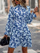 Floral Print Long Sleeve Ruffle Vacation Dress