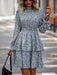Floral Print Long Sleeve Ruffle Vacation Dress