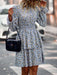 Floral Print Long Sleeve Ruffle Vacation Dress