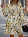 Floral Print Long Sleeve Ruffle Vacation Dress