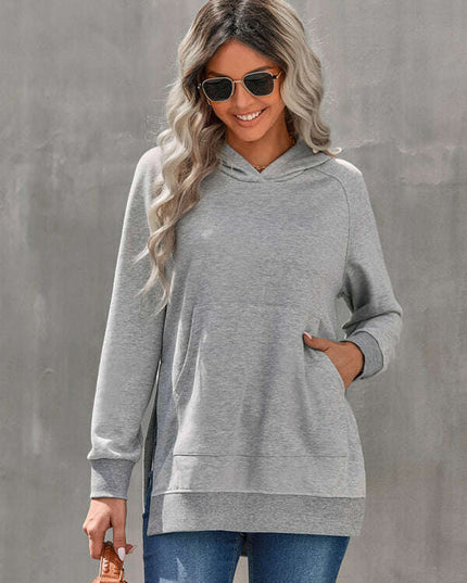 Women's fashion hooded pullover solid color sweater