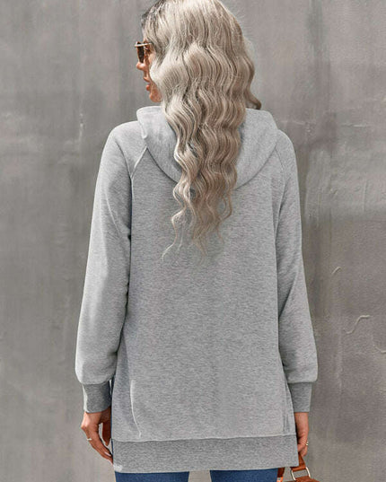 Women's fashion hooded pullover solid color sweater