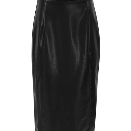 New fashion slit pu leather skirt sexy high waist bag hip skirt