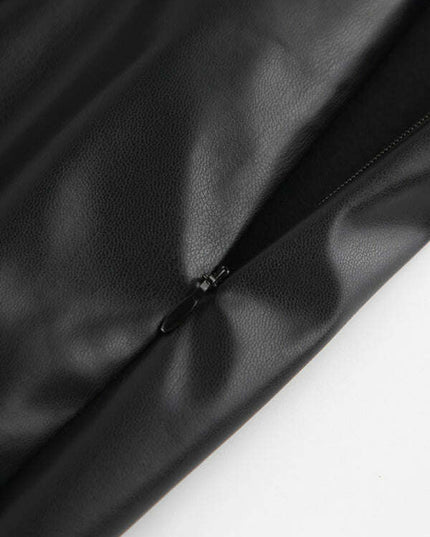 New fashion slit pu leather skirt sexy high waist bag hip skirt