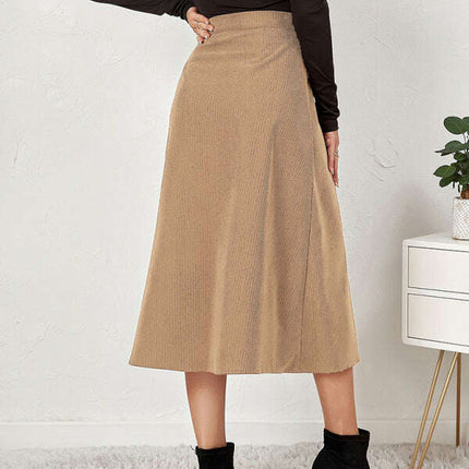 Corduroy Skirt Single Breasted High Waisted Skirt