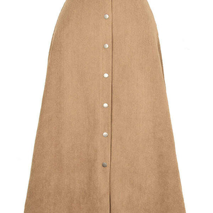Corduroy Skirt Single Breasted High Waisted Skirt