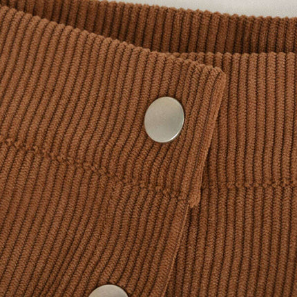 Corduroy Skirt Single Breasted High Waisted Skirt