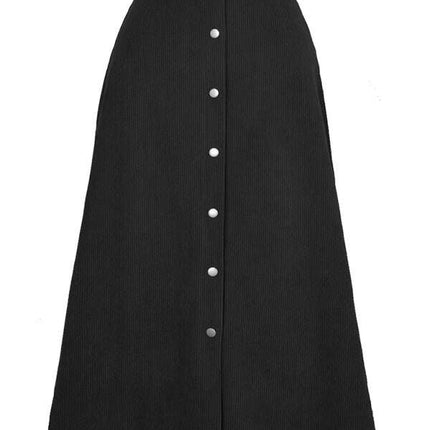Corduroy Skirt Single Breasted High Waisted Skirt