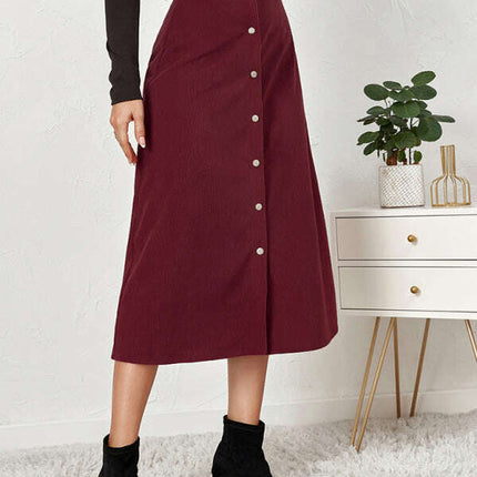 Corduroy Skirt Single Breasted High Waisted Skirt