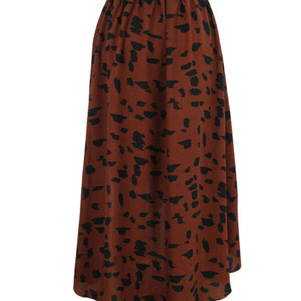 Fashion High Waist Rhombus Printed Loose A-Line Skirt