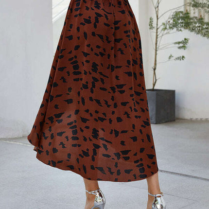 Fashion High Waist Rhombus Printed Loose A-Line Skirt