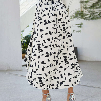 Fashion High Waist Rhombus Printed Loose A-Line Skirt