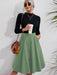 Women's Pocket Button Elegant Midi Skirt